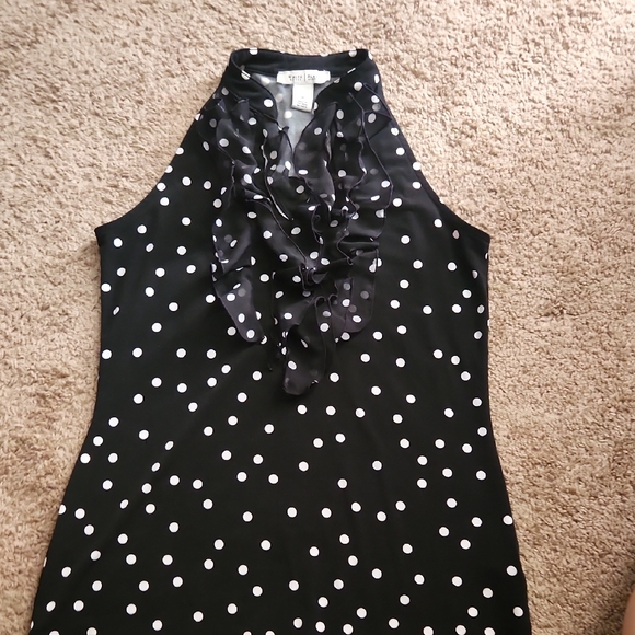 White House Black Market Tops - Black and White Polka Dot Halter Top